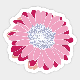 Painted Daisy Flower in Pink and Blue Graphic Sticker